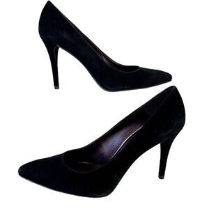 Stuart Weitzman Black Point Toe Suede Pump Heel 9.5M New 4" 100mm Heel Leather